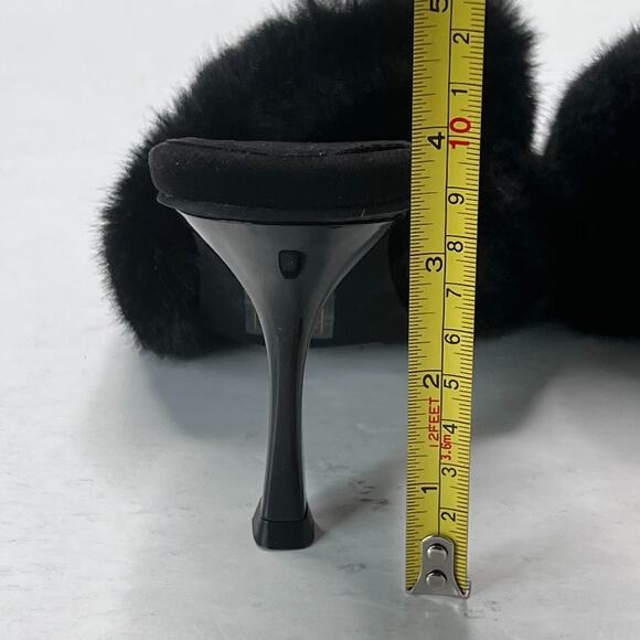Jeffrey Campbell Utopic Faux Fur Heels Mules Sandals Black Womens Size 6 - Picture 10 of 10